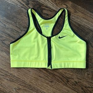 Nike Bright Yellow Dri-Fit Zip Front Sports Bra